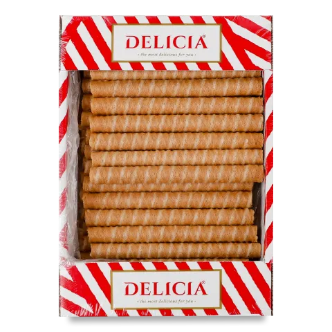 Вафлі Delicia Трубочки зі смаком пряженого молока