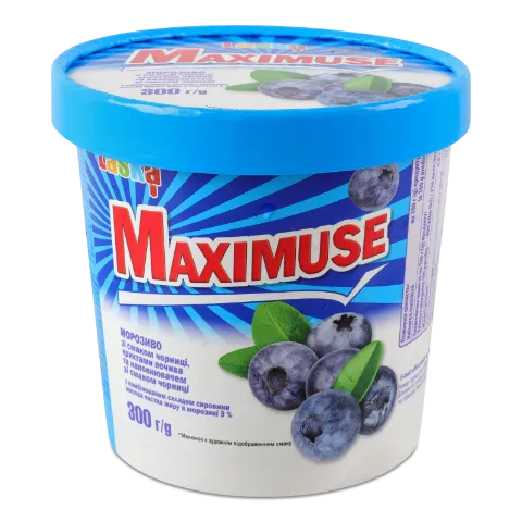 Морозиво Laska Maximuse з чорницею та крихтами печива