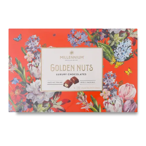 Цукерки Millennium Golden Nuts з начинкою та цілими горіхами