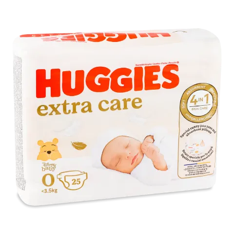 Підгузники Huggies Extra Care 0+ до 3,5кг