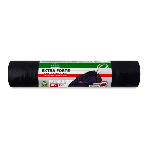 Пакети для сміття Domi Extra-Forte з затяжками 90л