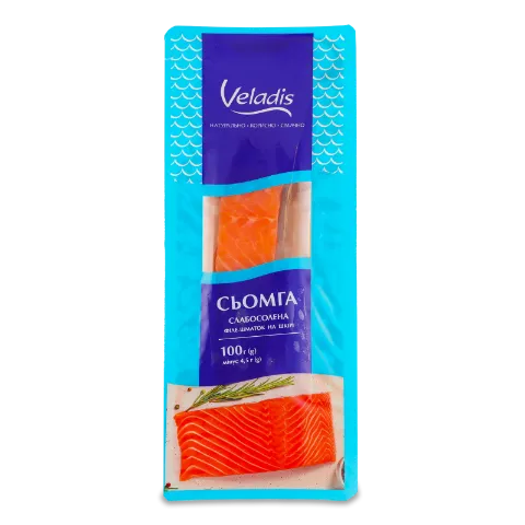 Сьомга Veladis філе шматок на шкірі, слабосолена