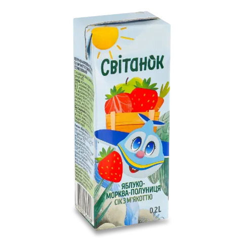 Сік «Світанок» яблуко-морква-полуниця з м'якоттю