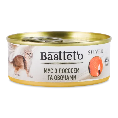Корм для котів Basttet'o мус з лососем та овочами