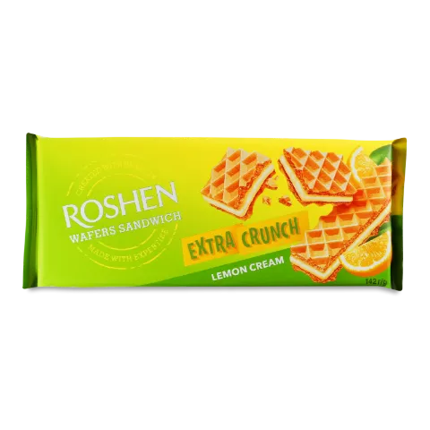 Вафлі Roshen Wafers Sandwich Extra Crunch Lemon cream