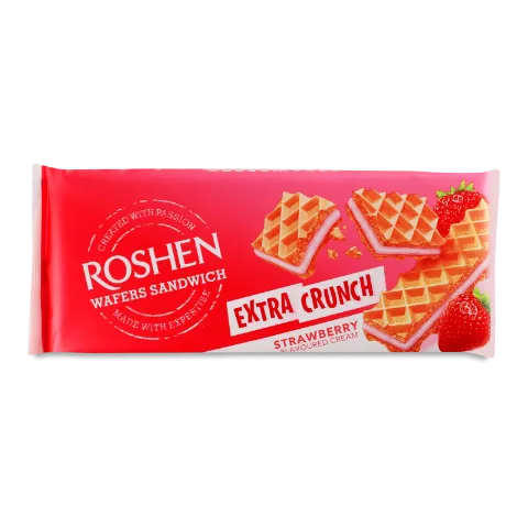 Вафлі Roshen Wafers Sandwich Extra Crunch Strawberry