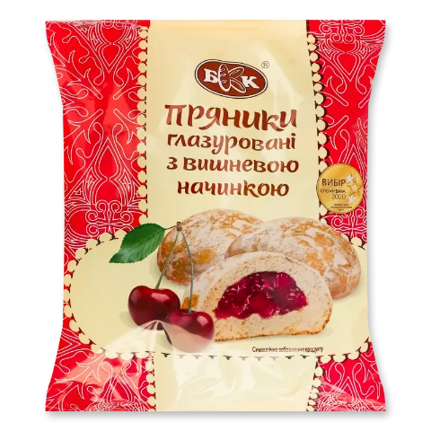 Пряники БКК з вишневою начинкою глазуровані
