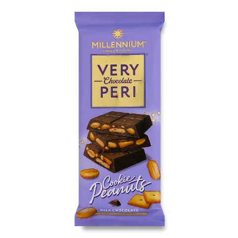 Шоколад молочний Millennium Very Peri з начинкою, печивом та арахісом