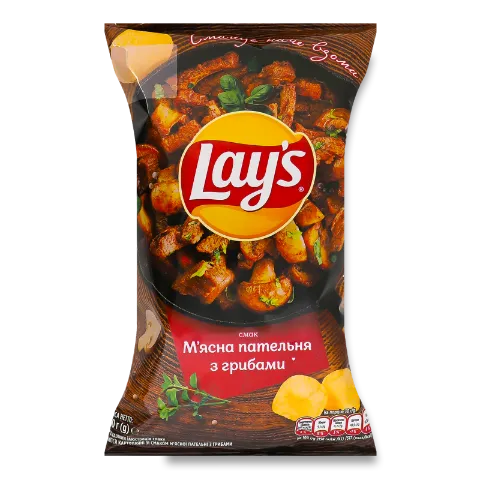 Чипси Lay's смак м'ясна пательня з грибами