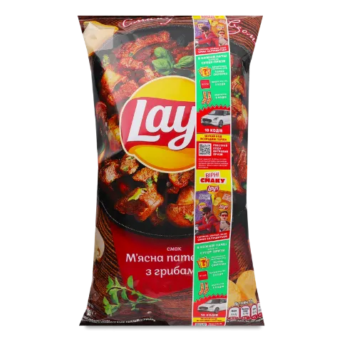 Чипси Lay's смак м'ясна пательня з грибами