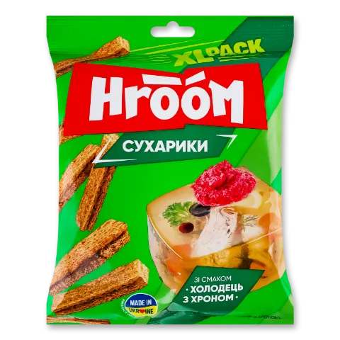 Сухарики Hroom! житні зі смаком холодець з хроном