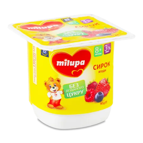 Сирок Milupa Ягоди з біфідобактеріями 3%, стакан