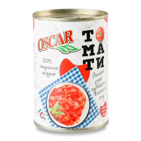 Томати Oscar очищені різані кубиками у власн соку