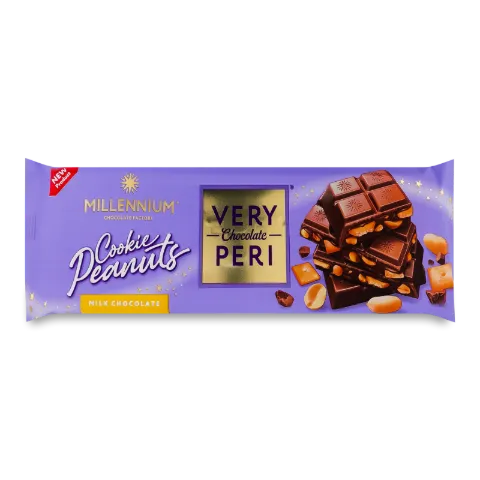 Шоколад молочний Millennium Very Peri з начинкою, печивом та арахісом