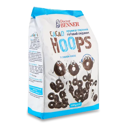 Сніданок Doctor Benner Cacao Hoops зі смаком какао