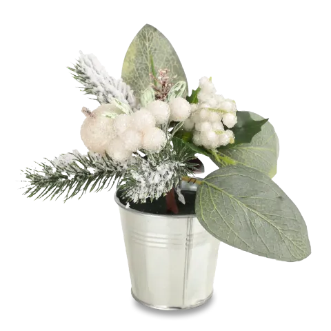 Прикраса декоративна Відерце з ялинк гілочками18см