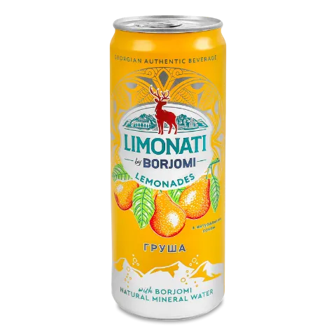 Напій Borjomi Limonati «Груша» безалкогольний сильногазований з/б