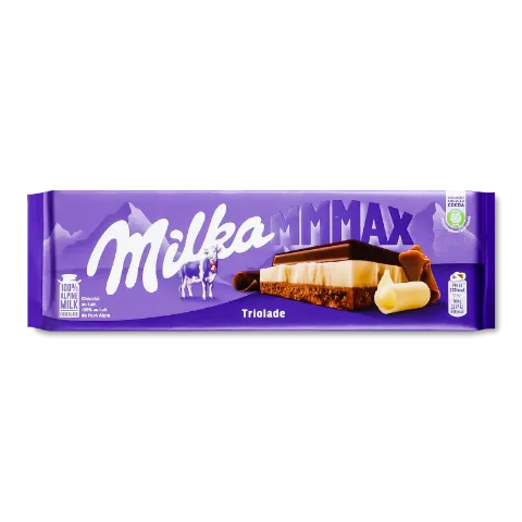 Шоколад Milka Triolade тришаровий з молочним і білим шоколадом