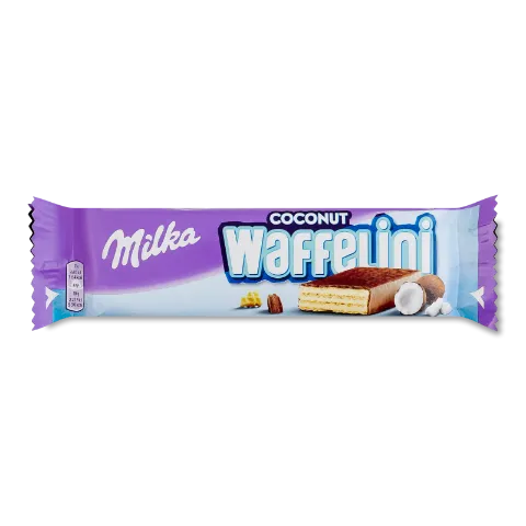 Вафлі Milka Waffelini з начинкою з кокосом