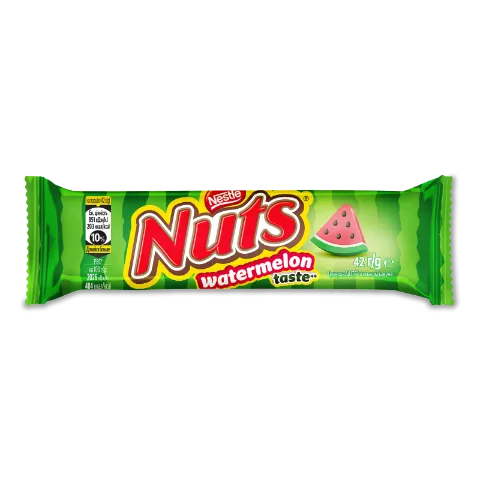 Батончик Nuts зі смаком кавуна шоколадний