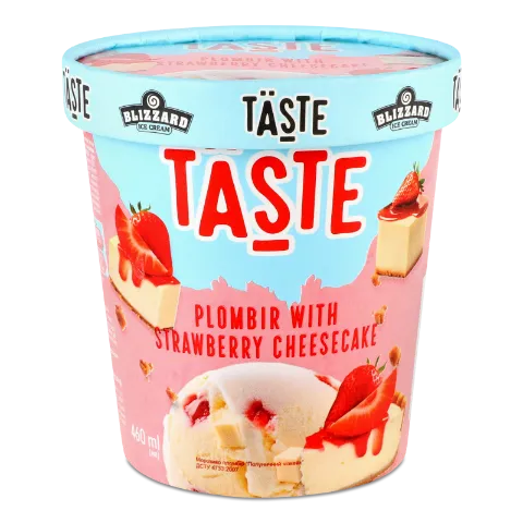 Морозиво Blizzard Taste пломбір полуничний чізкейк