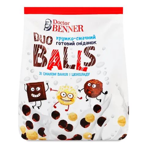 Сніданок Doctor Benner Duo Balls зі зі смаком ванілі і шоколаду