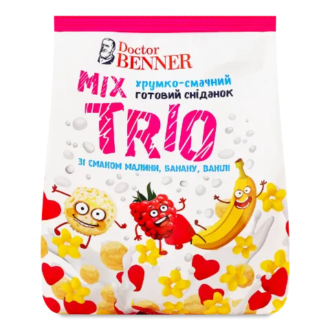 Сніданок Doctor Benner MixTrio малина-банан-ваніль
