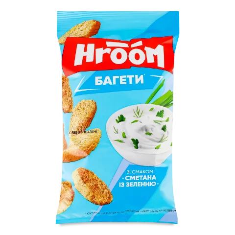 Сухарики Hroom! багетні зі смаком сметани із зеленню