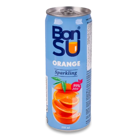 Напій BonSU із соку апельсина 99% газований