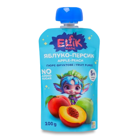 Пюре Elfik Magic Яблуко і персик для дітей від 5 місяців