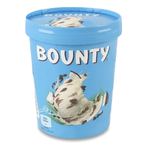 Морозиво Bounty з м'якоттю кокоса та шматочками молочного шоколаду 5% стакан