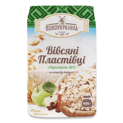 Пластівці вівсяні Новоукраїнка №3 яблуко-кориця