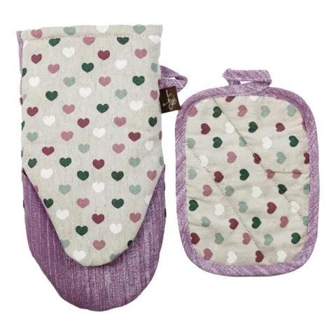 Набір Прованс Кольорові серця рукавичка+прихватка