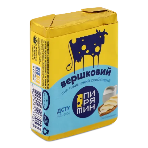 Сир плавлений «Пирятин» «Вершковий» скибковий 38%