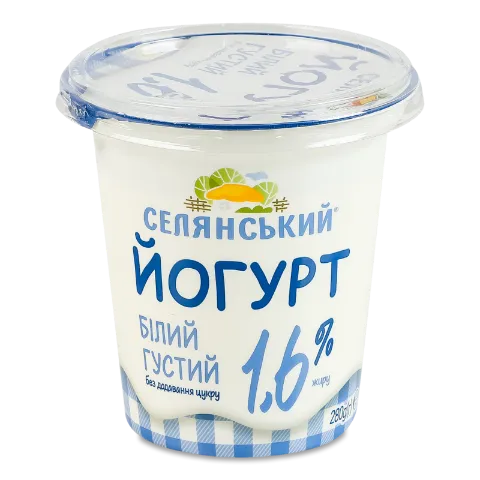 Йогурт Селянський Білий густий без цукру 1,6% ст