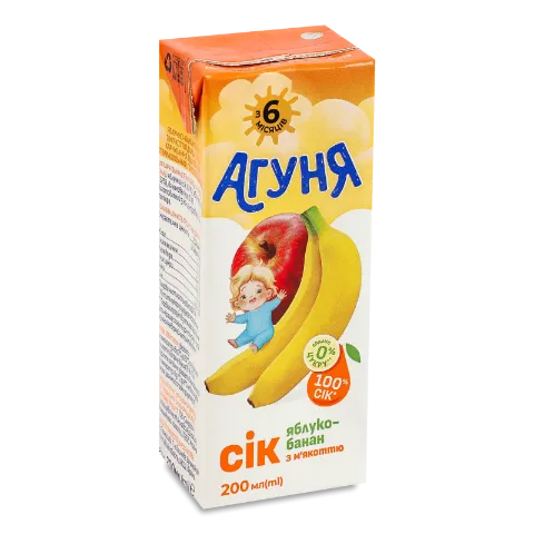 Сік Агуня яблуко-банан з м'якоттю