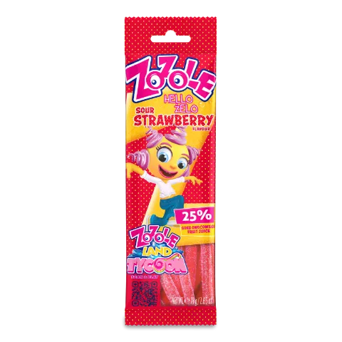 Цукерки Zozole Sour strawberry зі смаком полуниці желейні