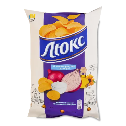 Чипси Люкс зі смаком сметани та цибулі