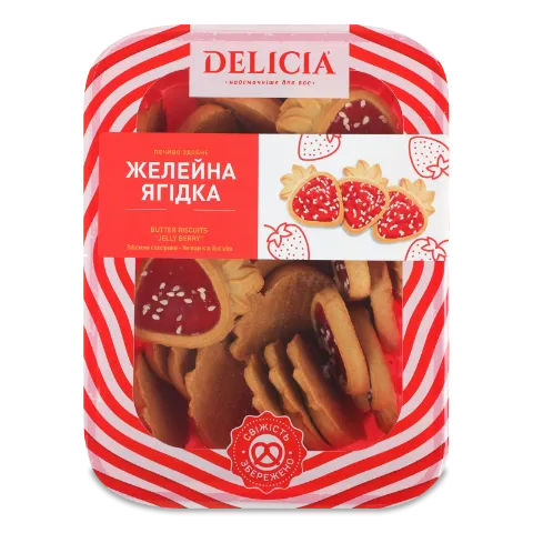 Печиво Delicia Желейна ягідка здобне лоток