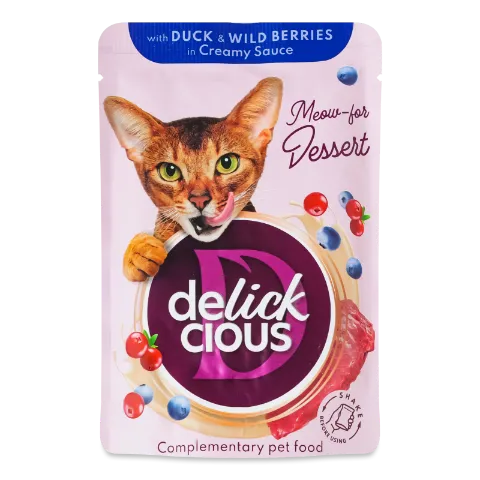 Корм д/кот Delickcious пласт кач-ліс яг-верш соус