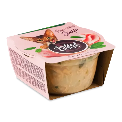 Корм д/котів Delickcious суп з курки-шинка-шпинат