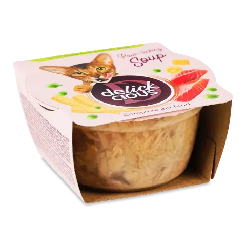 Корм д/кот Delickcious суп з тунця-кукур-зел гор