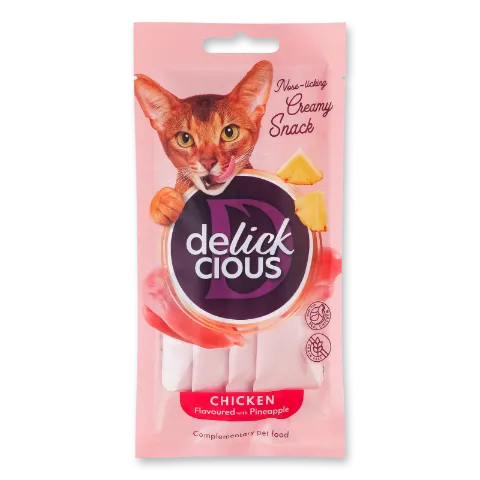Корм д/котів Delickcious крем ласощі курка-ананас