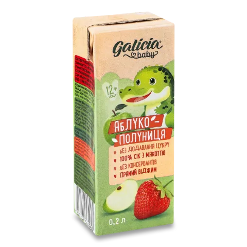 Сік Galicia Baby яблуко і полуниця з м'якоттю
