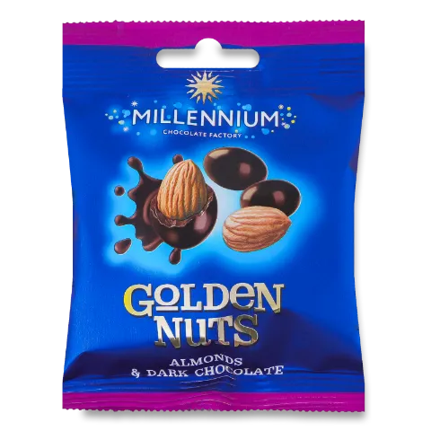 Драже Millennium Golden Nuts мигдаль в чорному шоколаді
