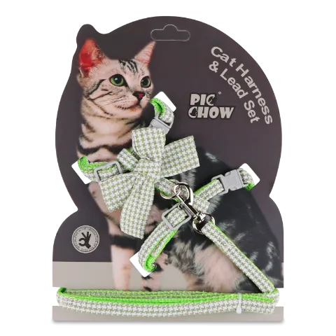 Набір д/котів повідець 120х1см +шлейка з бант мікс