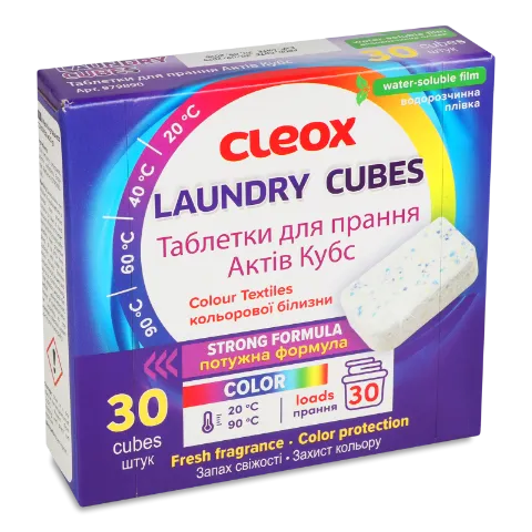 Таблетки для прання Cleox кольорової білизни