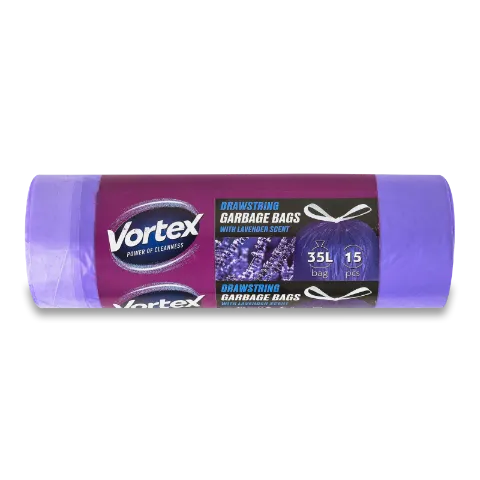 Пакети для сміття Vortex затяжк лаванда фіолет 35л