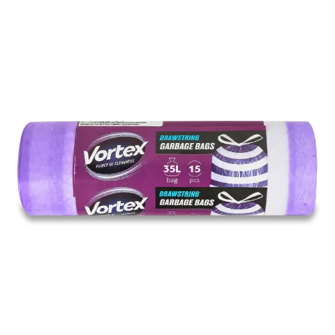 Пакети для сміття Vortex з затяжк фіолет-білі 35л