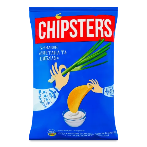 Чипси Chipster's картопляні зі смаком сметани та цибулі